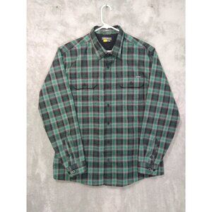 Eddie Bauer Shirt Mens XL Green Plaid Travex Flannel Long Sleeve Classic Fit